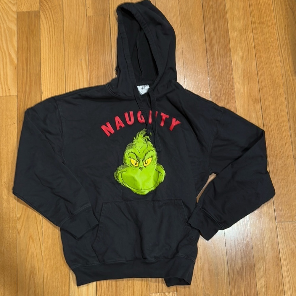 The Grinch Kid's "Naughty" Pullover Hoodie Sweatshirt Black • Youth XL